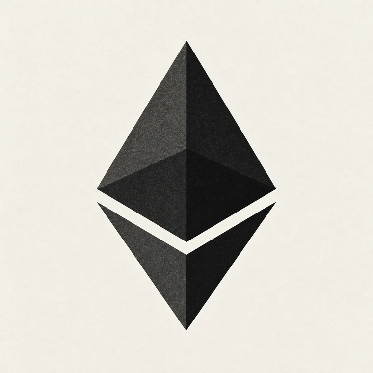 The black geometric ETH emblem on textured ivory paper